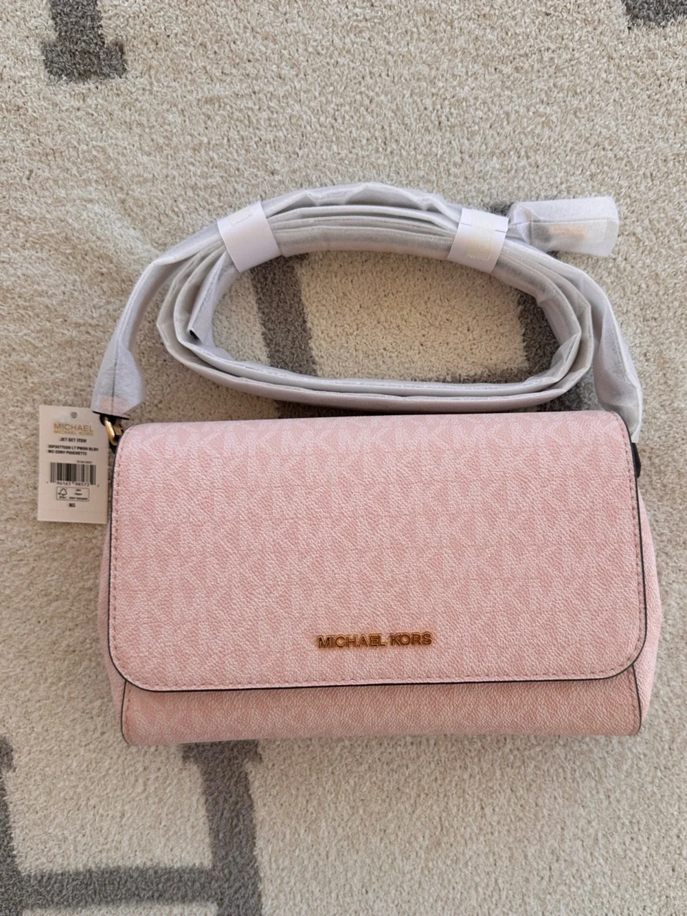 Michael Kors Blush Pink Signature Crossbody with Gold Logo NWT